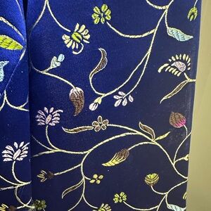 Silk Blue Floral Embroidered 3 Piece Suit Pants Set